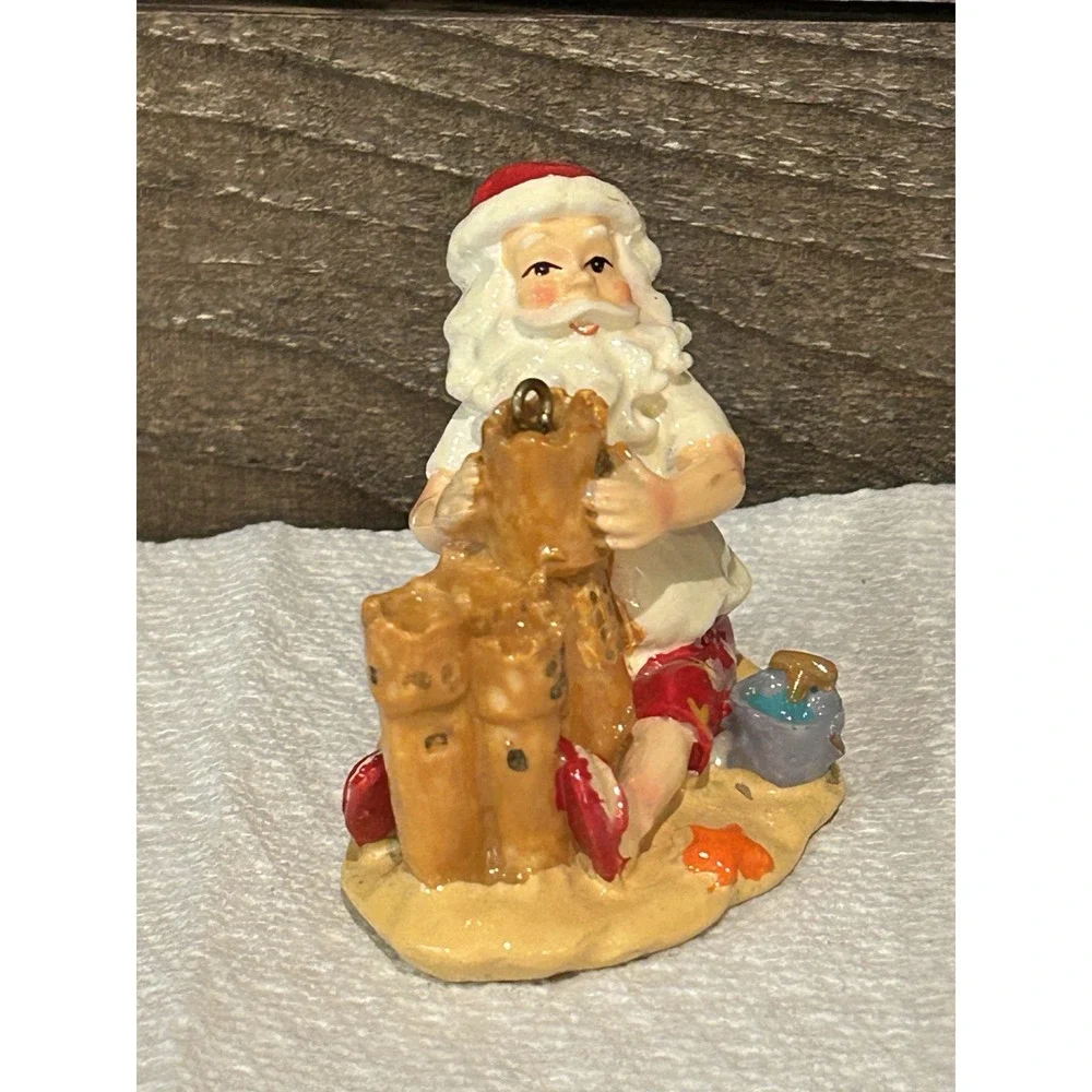 Sandcastle Santa Christmas Ornament‎ Tropical Beach Coastal